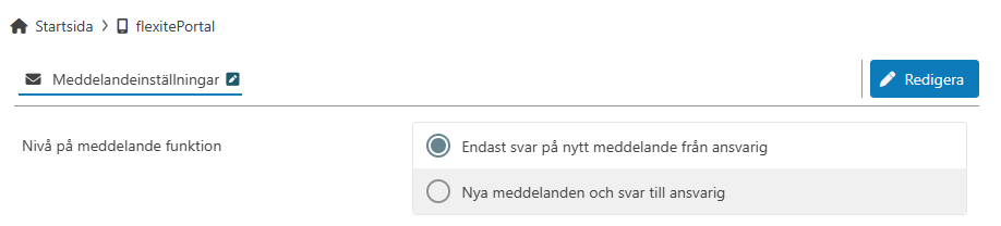 Meddelandeinställningar för flexitePortal