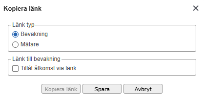 Länk av typen Bevakning med länkåtkomst inaktiverad