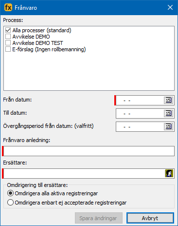 Lägg till frånvaro med stöd för frånvaro per process
